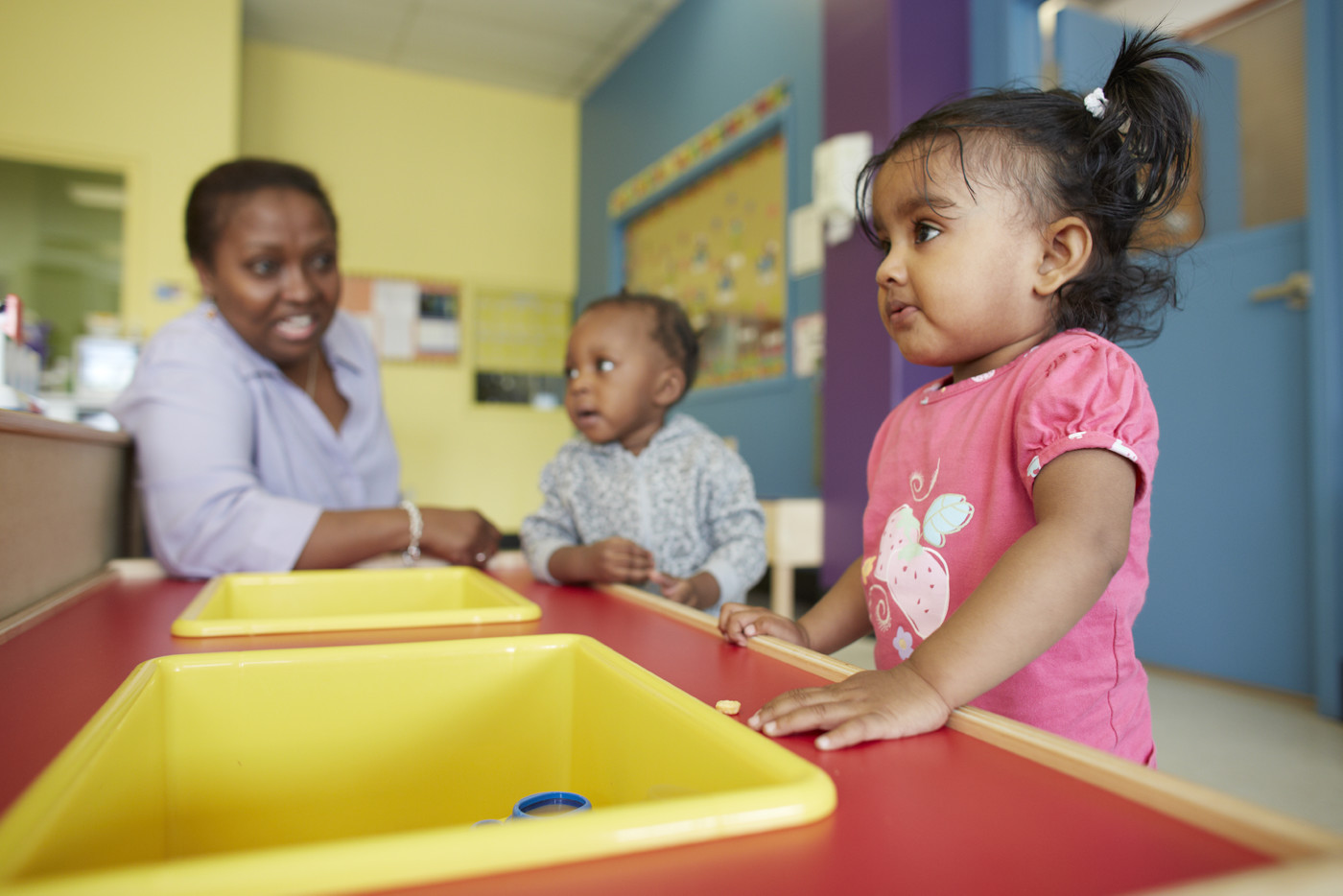 Two female children in childcare facility